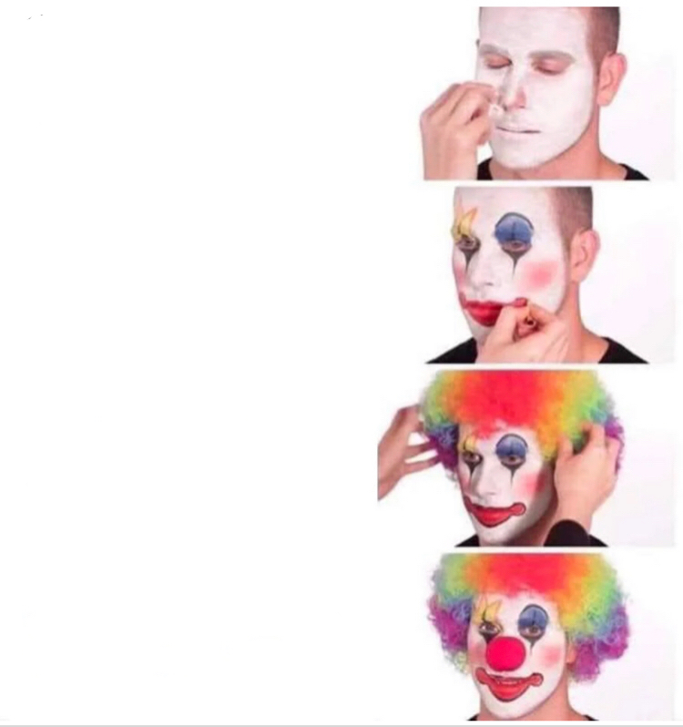 Free Clown-Applying-Makeup.jpg meme template